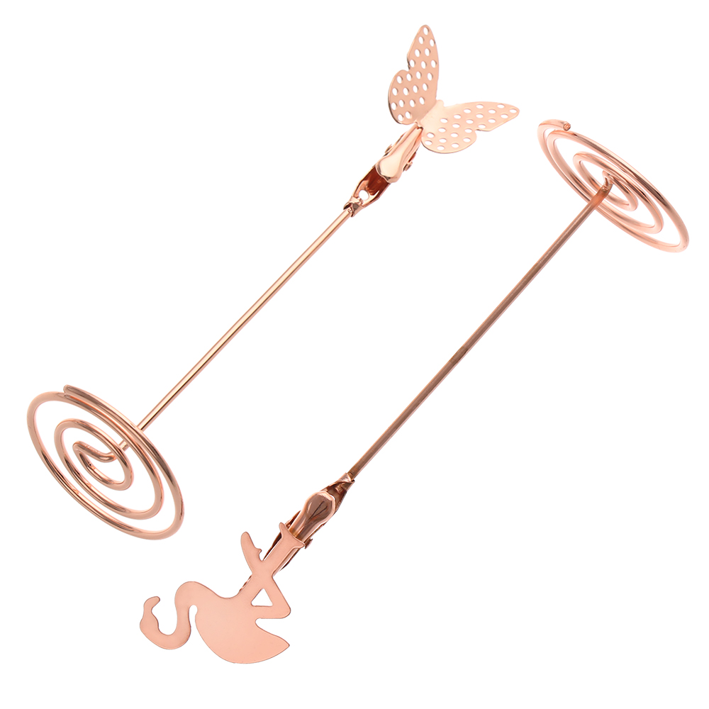 1pc seje bryllup bordkortholder romantisk sommerfugl flamingo mønster metal foto note clips bord nummer stativ papirklemme