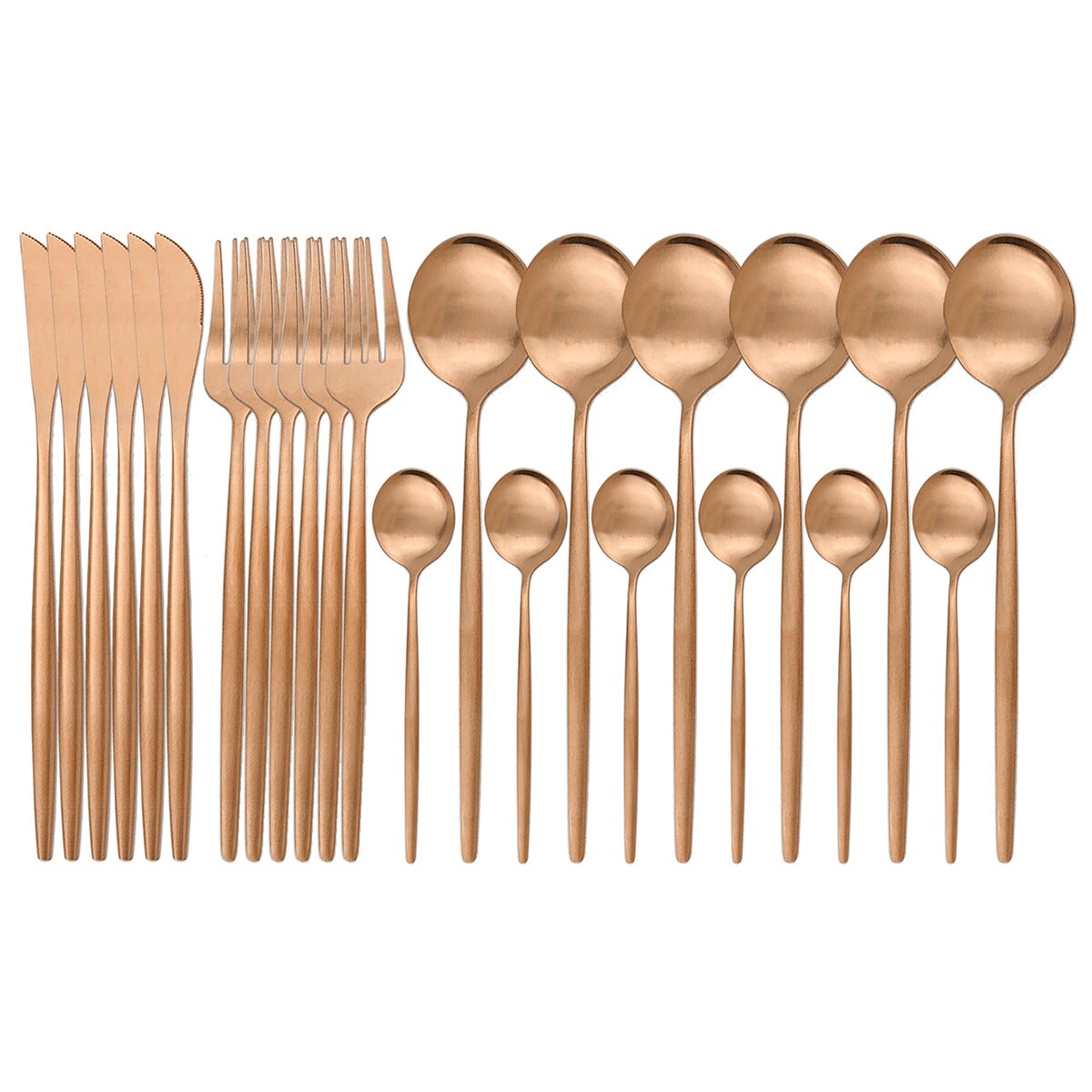 Couverts en acier inoxydable 304, 24 pièces, blanc et or mat, service de table, vaisselle, vaisselle, coutellerie, couteau, fourchette, cuillère, argenterie: 24Pcs Rose