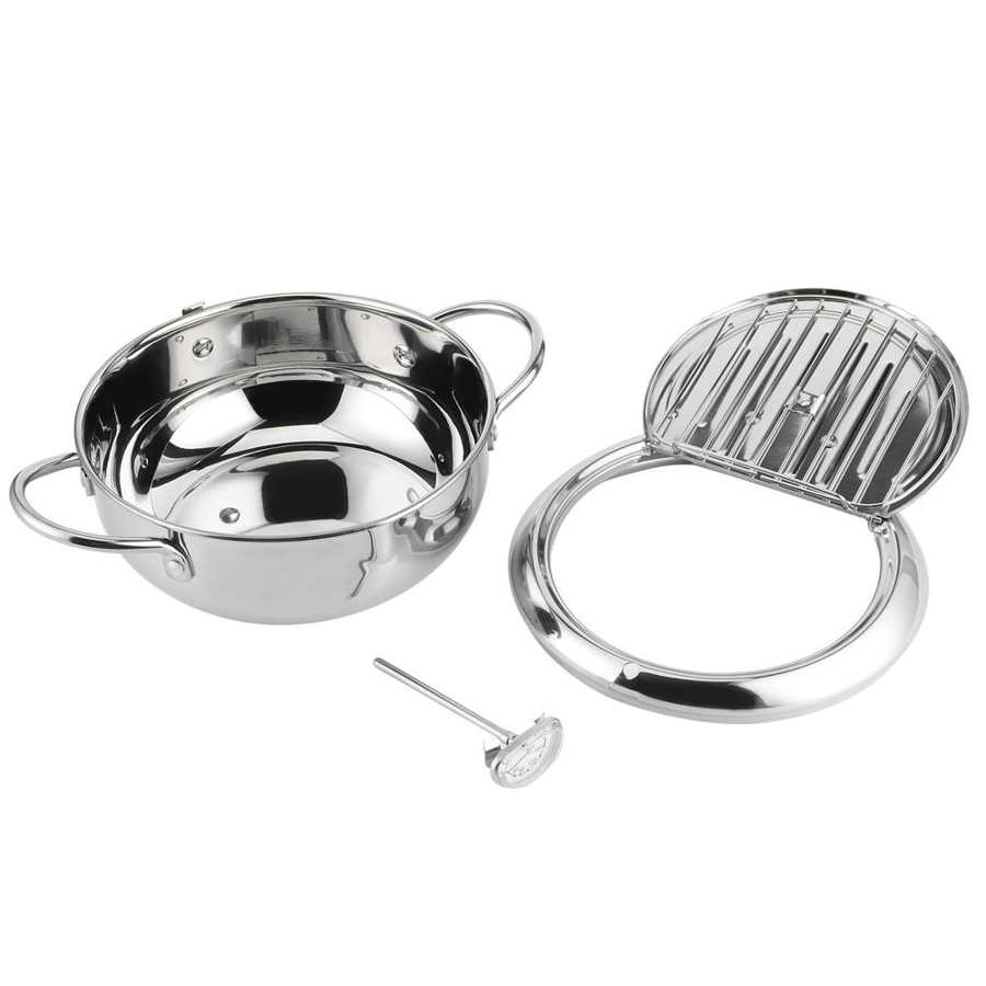 saucepan Pancake Steak Pan Japanese Style Mini Stainless Steel Frying Pot with Thermometer Induction Cooker Compatible pans