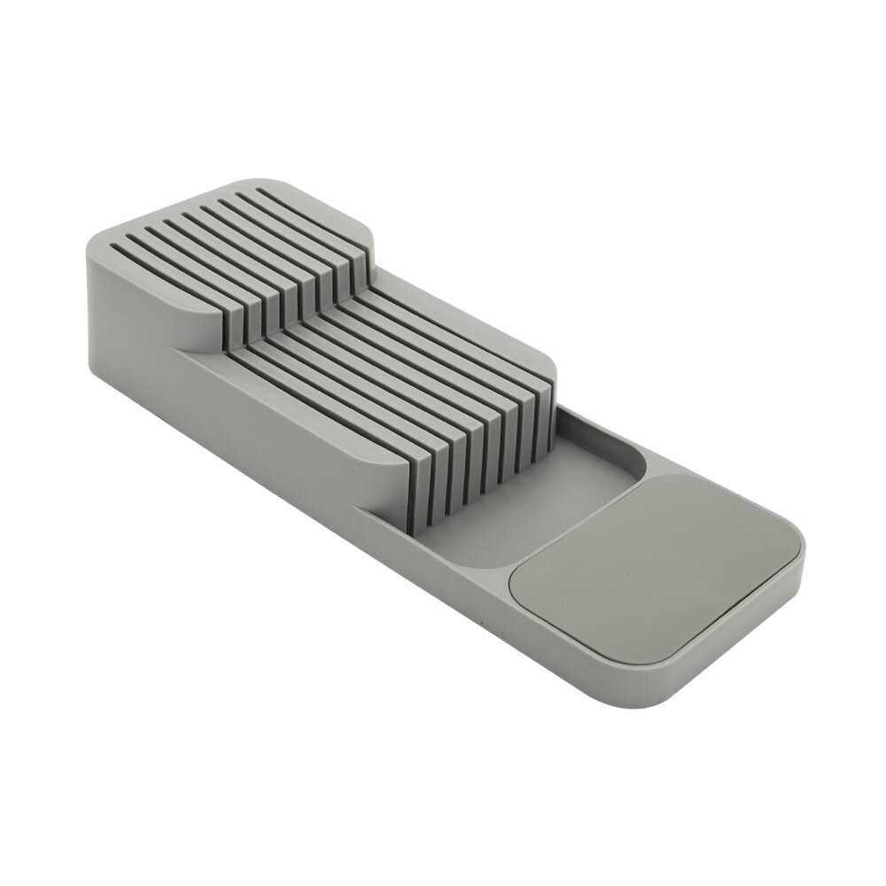 Kitchen Cutlery Storage Box Plastic Tray Knife Holder Tableware Organizer Spoon Fork Divider Container Knife Block Holder: Knife Holder Grey
