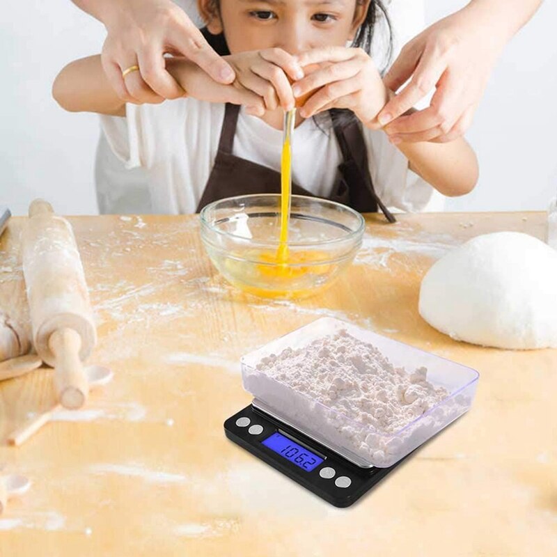 Digital Kitchen Scale 3000 G / 0.1 G Pocket Food Scale Conversion Gram Scale with 2 Trays Tare Function Gram Scale