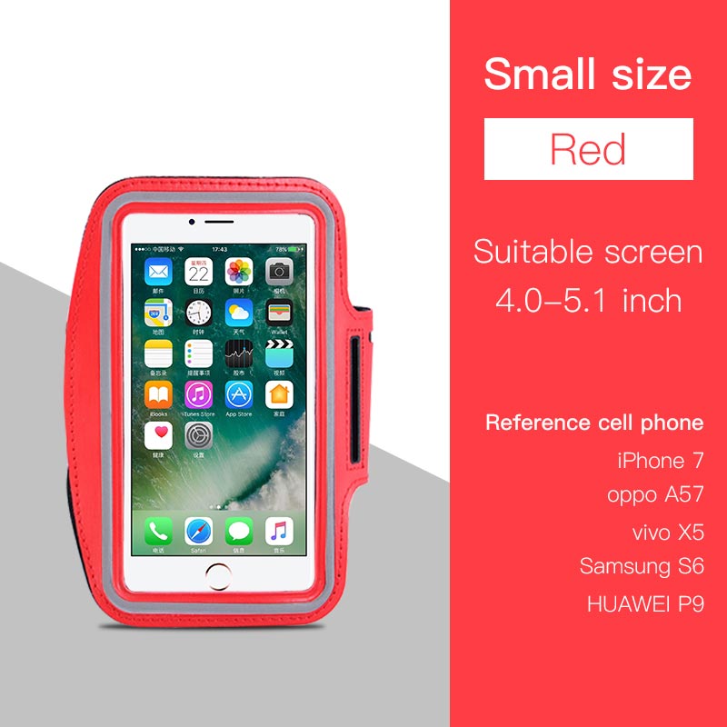 Waterproof Sports Running Wristband 4.0-6.5 inch Mobile Phone Armband Case for iPhone XS MAX X 8 Plus Xiaomi Case Phone holder: Small Red