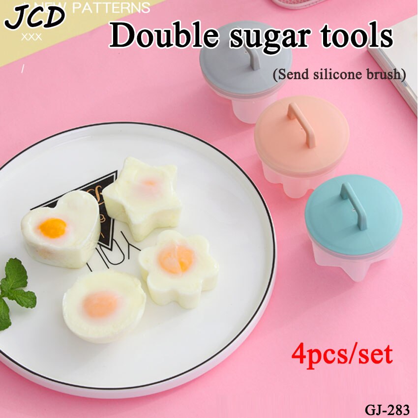 JCD 4 pièces/ensemble – ensemble de cuisson d'œufs en plastique, mignon, chaudière à œufs, outils de cuisine, moule à œufs avec couvercle, brosse, crêpière