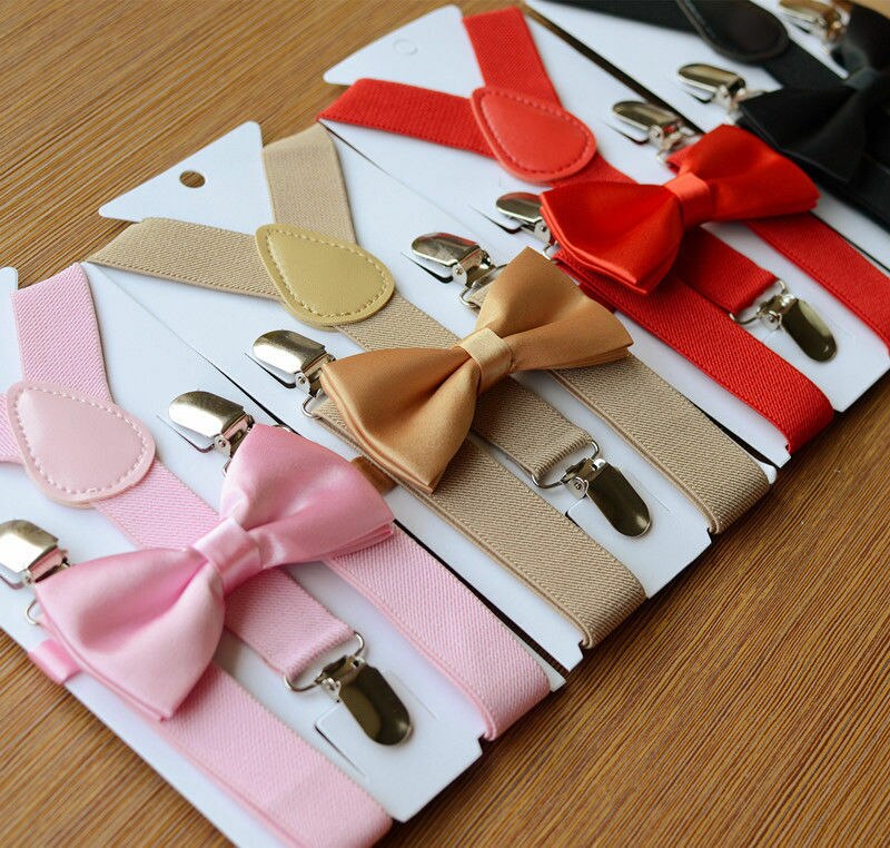 Suspenders Baby Boy Adjustable Kid Girl Elastic Braces Bow Tie Clip-on Children