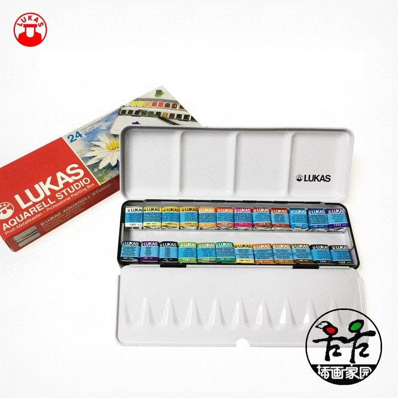 Original importiert Deutsch Lukas 24 farben Solide Aquarell Lack Transparente Wasser Farbe Skizze Tragbare Acuarela