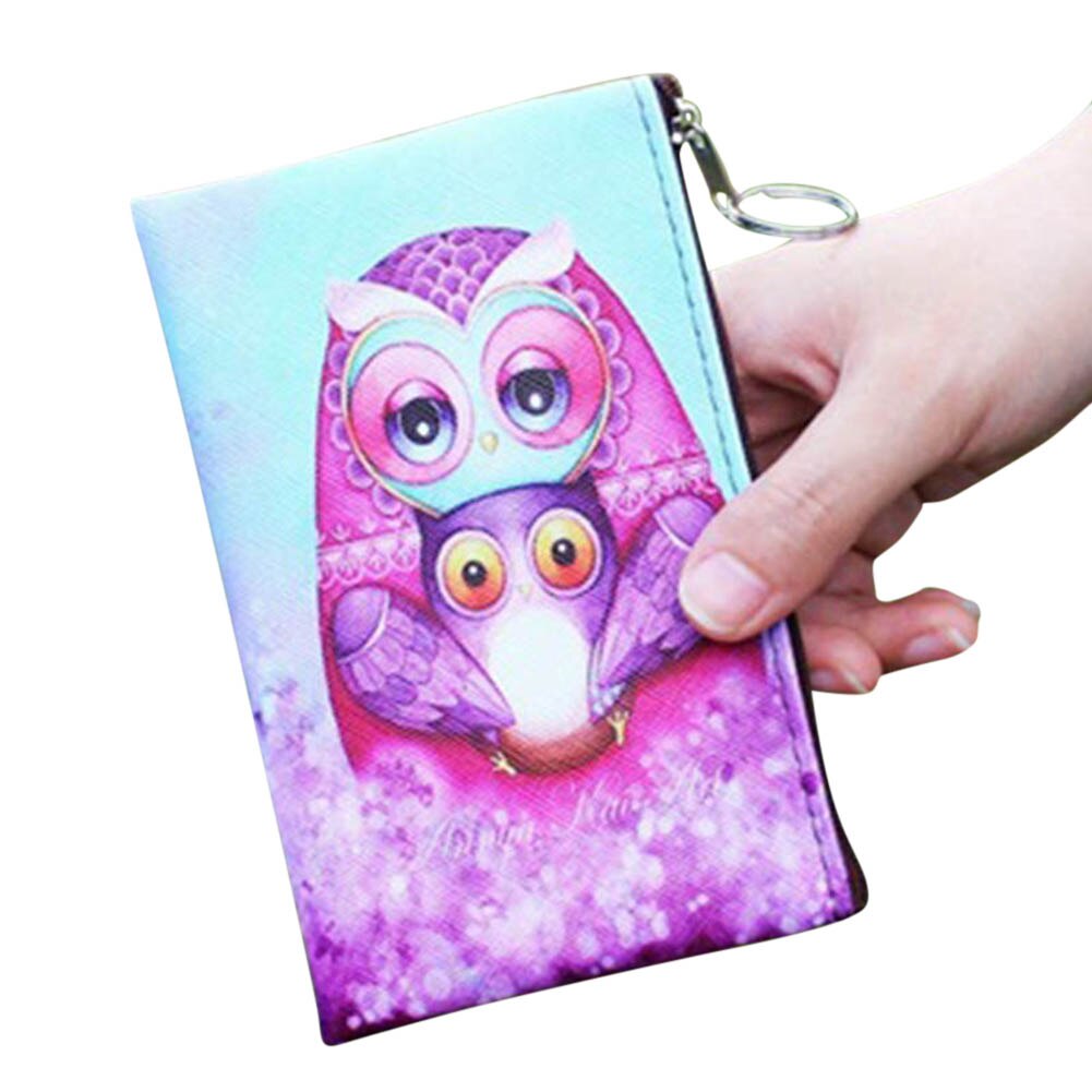 Women Coin Purse PU Leather Clutch Bag Cartoon Animals Elephant Owl Giraffes Deer Graffiti Lady Girl Wallet UND: 4