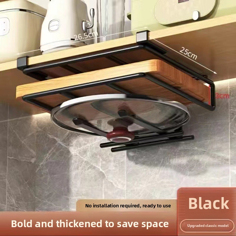 Køkkenophæng med kroge under skab køkkenrulleholder bøjle skærebræt grydelågsholder opbevaringshylde: Lysegul