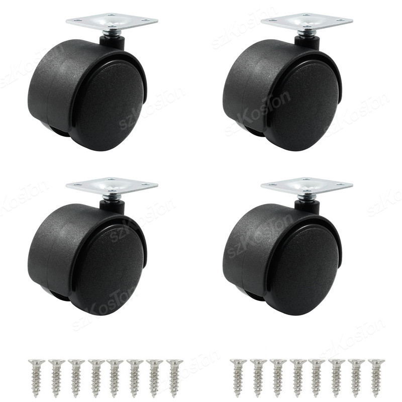4Pcs Furniture Caster Wheel Table Plate with Brake 1.5/2inch Swivel Castor Wheel Replacement Trolley Cart DIY Shelf Roller Black: 3 inch / Red