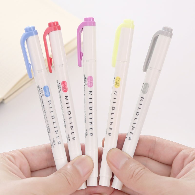 3/5pcs japanese stationery highlighter pen mild liner Double Headed Fluorescent Pen Drawing Marker Pens Zebra Mildliner scribble