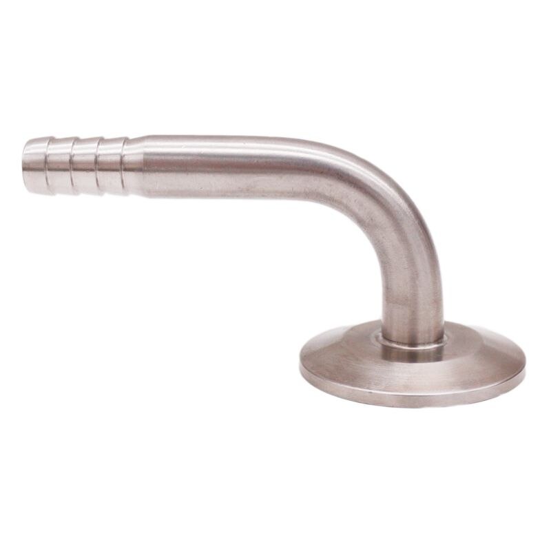 1.5 "kolmipuristin  x 1/2 " (12.7mm) letkukisko 90 ° taivutuksella 50.5mm saniteetti 304 ruostumattomasta teräksestä valmistettua olut- ja käsityökalua