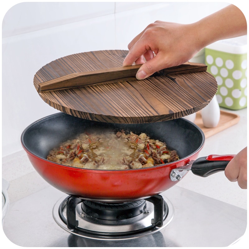 Export handmade wooden lid cover anti Chinese fir, bevel iron lid cover wok wooden lid 30cm