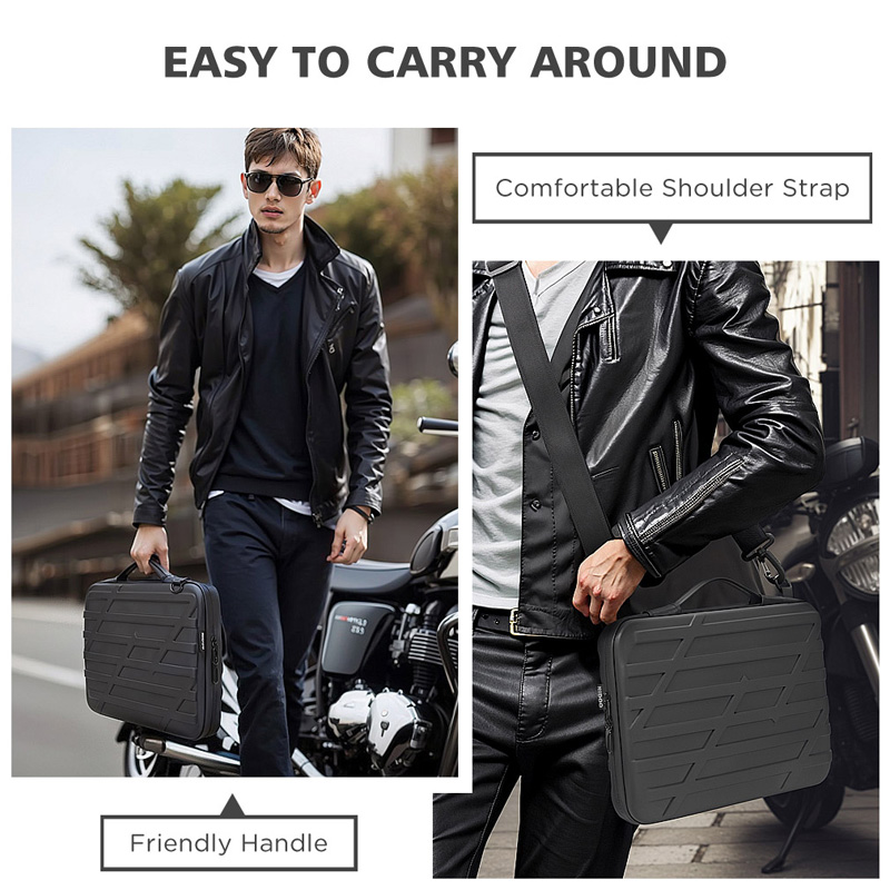 Nidoo datorväska hårt skal skyddande laptopväska för 13 " 14 " bärbar dator vattentät stötsäker datorväska svart