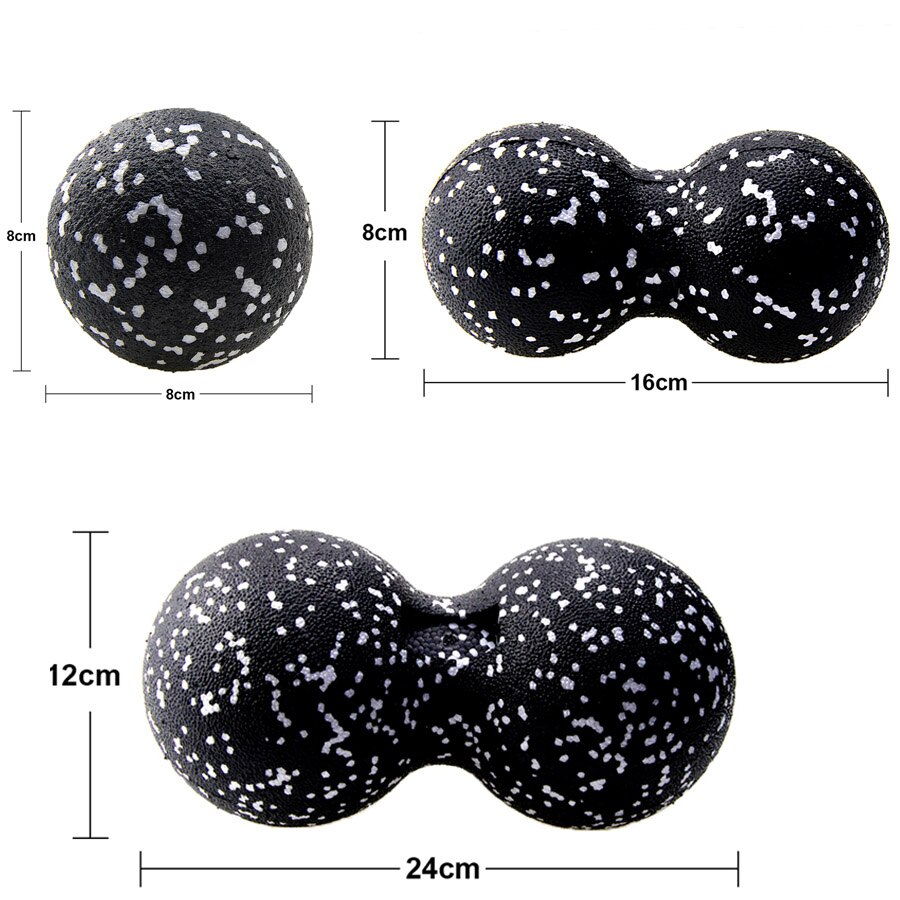 EPP Fitness Peanut Massage Ball Set Lacrosse ball for Shoulder Back Legs Rehabilitation Therapy Training: BlackWhiteSet