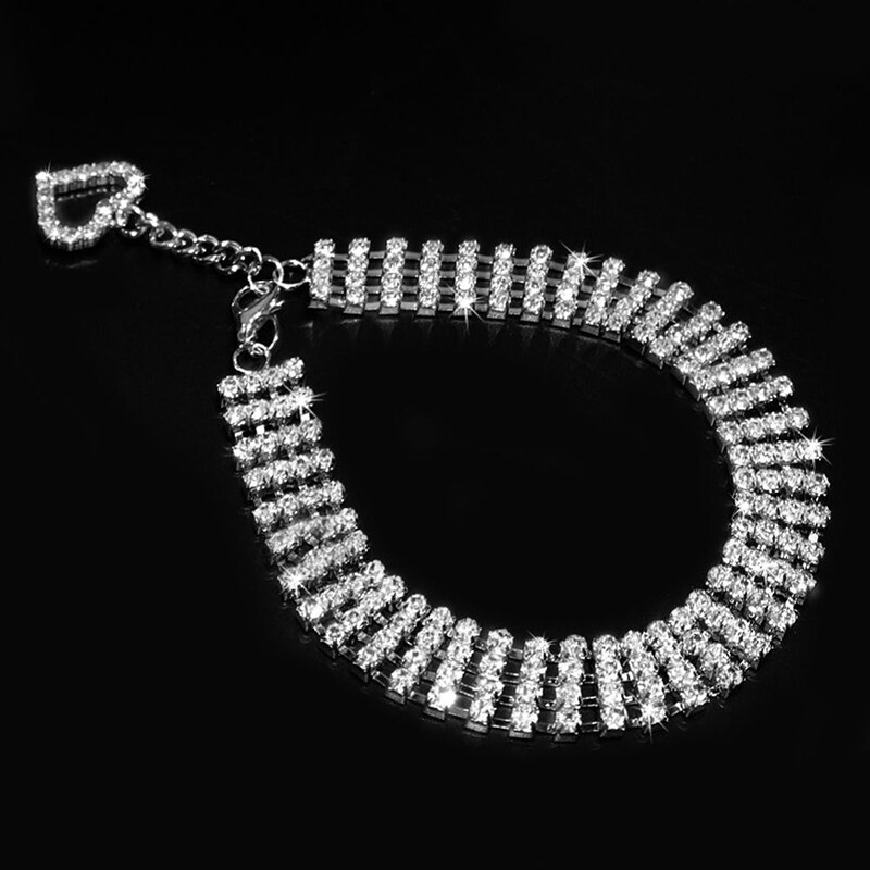 Collier de chien petits chiens Bling Faux strass collier pour animaux de compagnie chiot coeur pendentif collier chiot animal de compagnie chien cou décoration: L