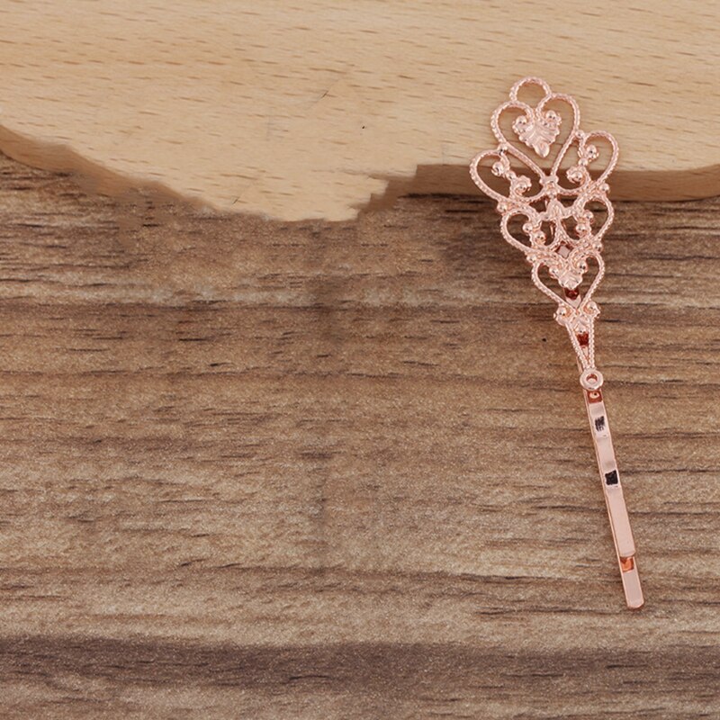 10Pcs Brons Vintage Bloem Spacer Alligator Haar Clips Bobby Pins Haarspelden Haarspeldjes Accessoires Voor Vrouwen Meisjes: Rose Gold