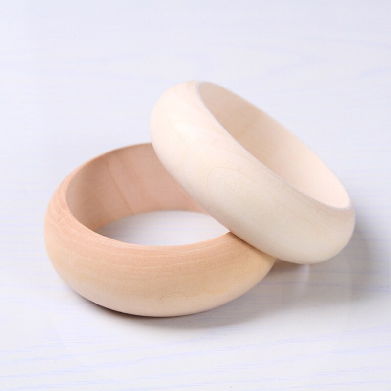 Pulsera de madera en blanco sin terminar, anillo de madera Natural redondo, Círculo de madera para fabricación de joyas manualidades DIY, 6 uds.