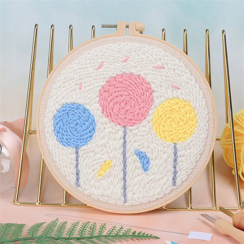 Scenery Moon Punch Needle Embroidery Starter Kits DIY Craft Set Rug Hooking Punch Needle Tool With Threader Fabric Wool Yarn: MULTI