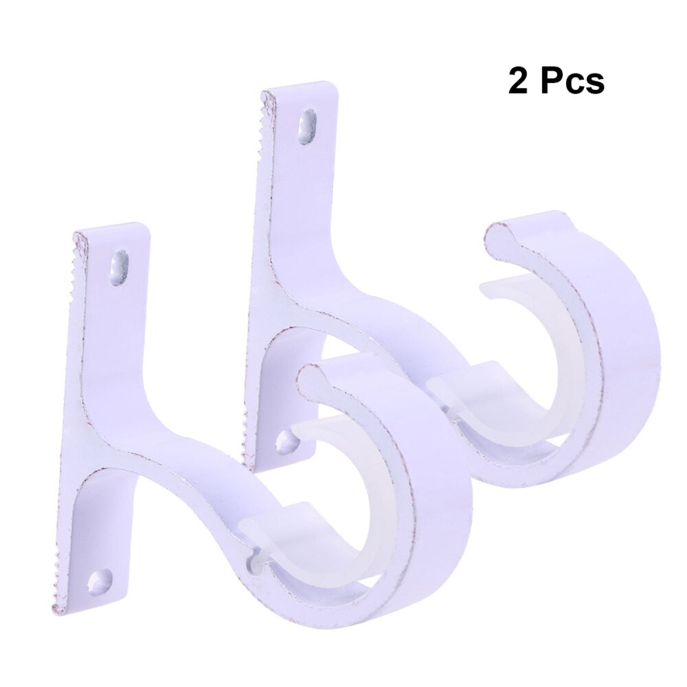 2PCS Curtain Rail Bracket Durable Curtain Bracket Hooks Double Curtain Rod Bracket for Bedroom Home: White