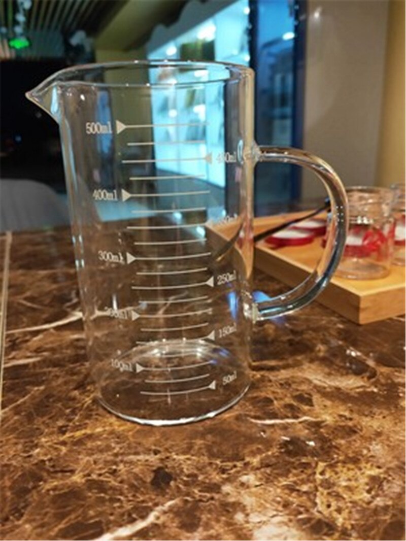 Food Grade Borosilicate Glass Measuring Cups with lid Pot Kettle Kitchen Accessories Measuring Milk Clear Glass Cup Cook Scale
