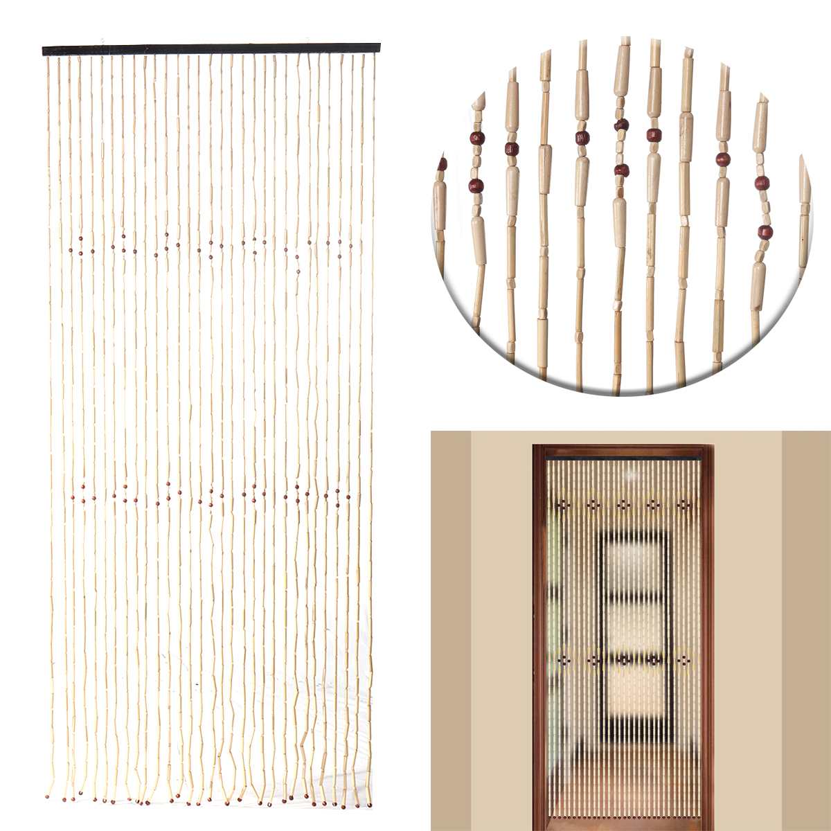 Træperle gardin vindue dørdeler panel flueskærm træ persienner veranda soveværelse partition gate divider ren til entre