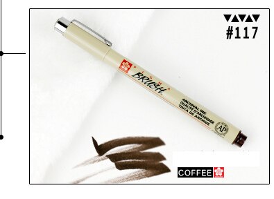 Sakura De hoofd van een zachte waterdichte comic handgeschilderde zachte hoofd kleur pen kalligrafie kleine mooie pen haak lijn Mark pen: 1pcs  coffee