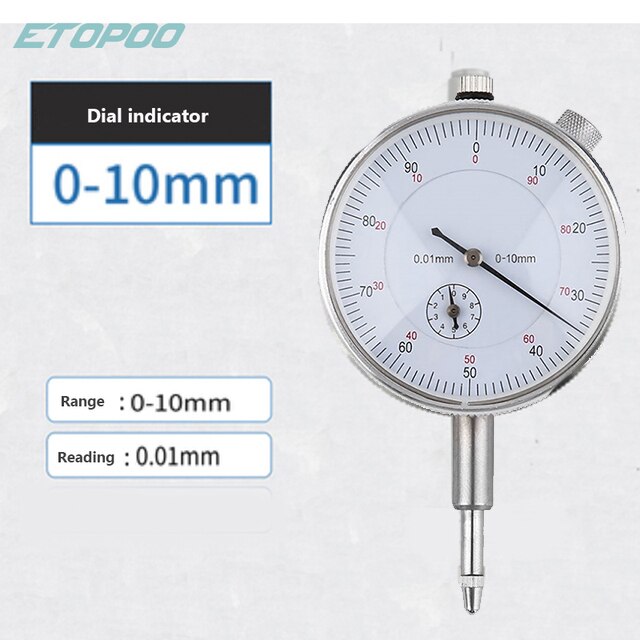 0-12.7Mm 25.4Mm Digitale Wijzerplaat Diepte Gage Met Harden Lichtmetalen Meetkop Dial Meters Diepte Indicator Meten instrument: 10mm indicator