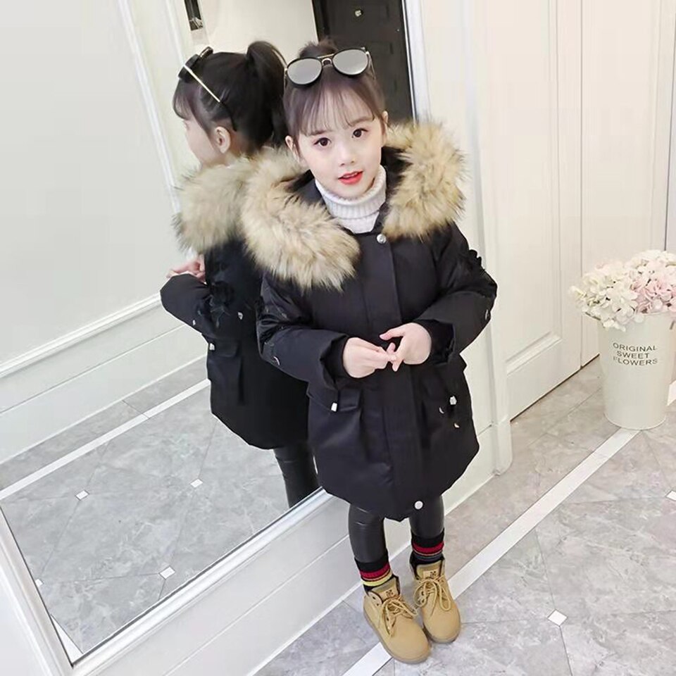 Children Winter Girls Down Cotton Parka 3 Colors Kids Girl Hooded Coat Thicken Parkas Cotton-padded Outerwear Jackets: 3 / 3T