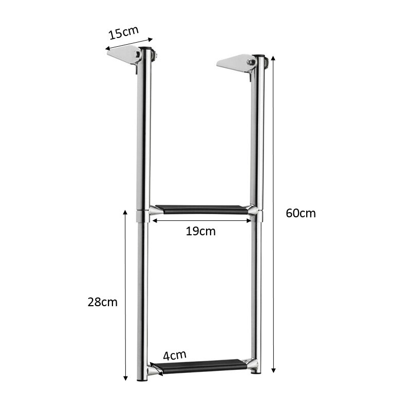 Boat Ladder Stainless Steel Telescoping 2 Step Ladder For Boat Swim Platform Marine Accessories: Default Title