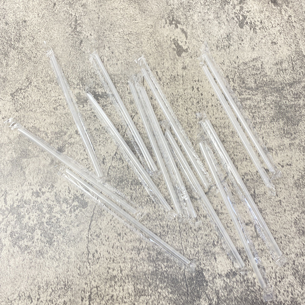 100 Stück transparente, einzeln verpackte Trink-PP-Strohhalme, Getränkestrohhalme, Partyzubehör, hochwertiges PP-Material, 18 cm lang, 6 mm breit