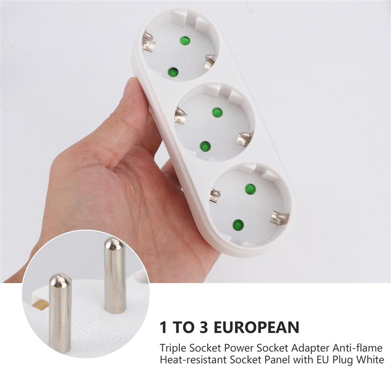 Triple Socket Stopcontact Adapter 1 Tot 3 Way Power Adapter Uitbreiding Socket Anti-Vlam Hittebestendig Socket panel Met Eu Plug