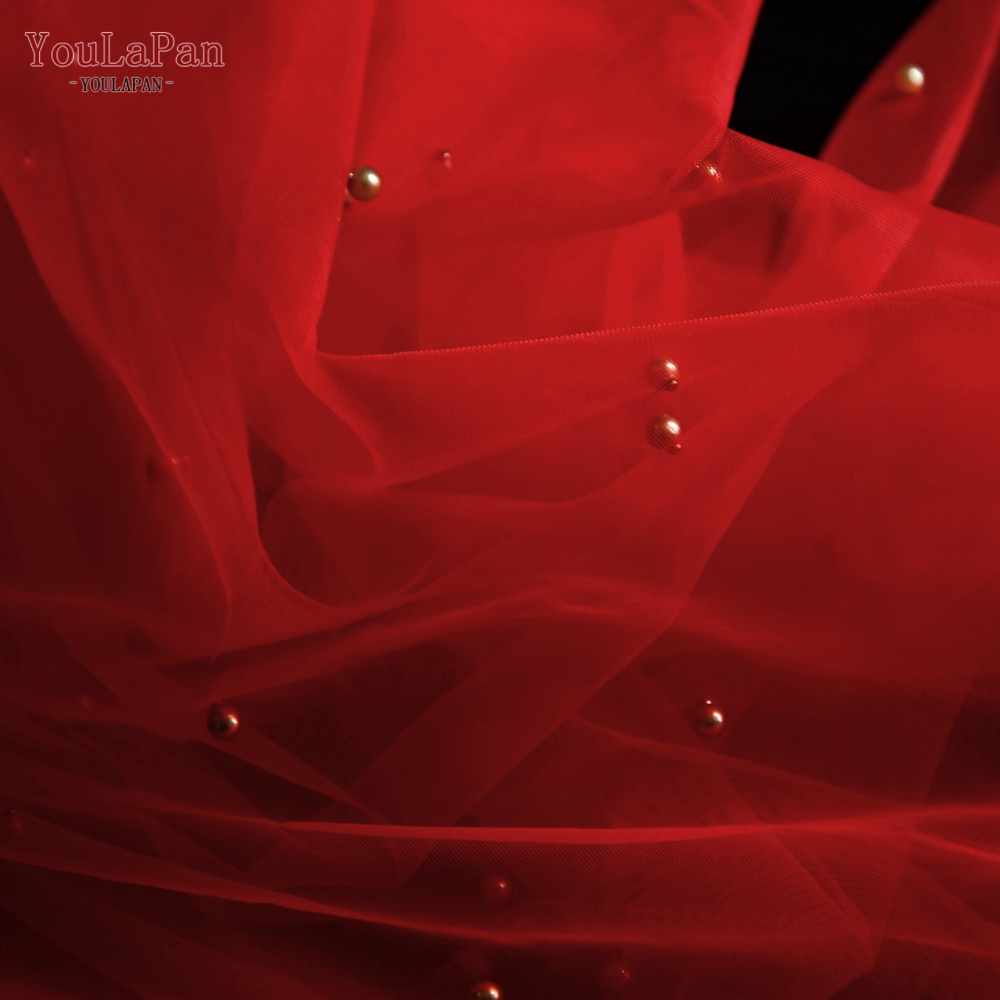 YouLaPan V89 Bridal Veil Red Coloured Bridal Veil Indian Bridal Red Veil with Pearl Cathedral Veil Wedding Baroque Bridal Veil
