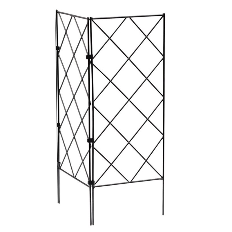 Black Metal Wire Lattice Grid Vines Climbing Trellis Panels Garden Plants Vines Flower Support Frame for Plants Vegetables