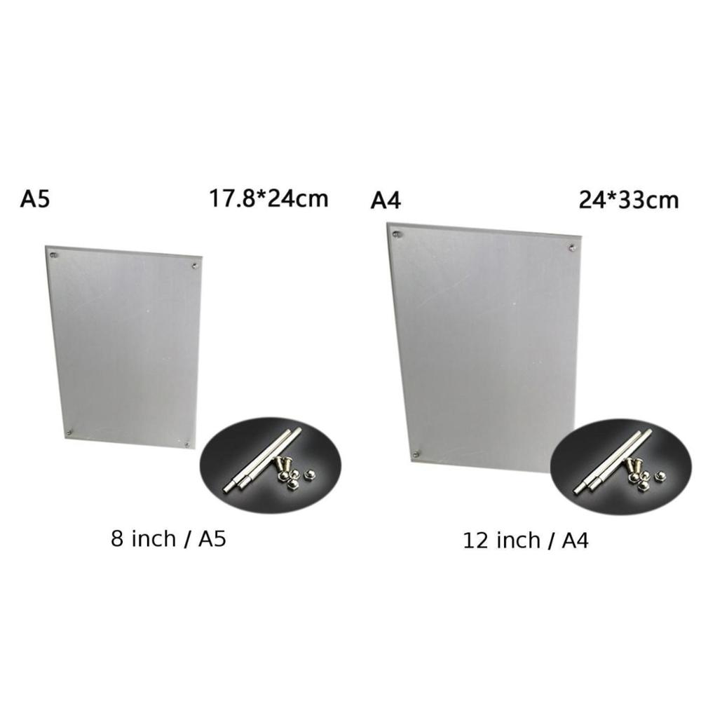 A5/A4 Acrylic Photo Frame Certificate Camp Poster Display Stand W/ 1 Set Nails For Homes,offices,cafes,bars,hotels Decorations