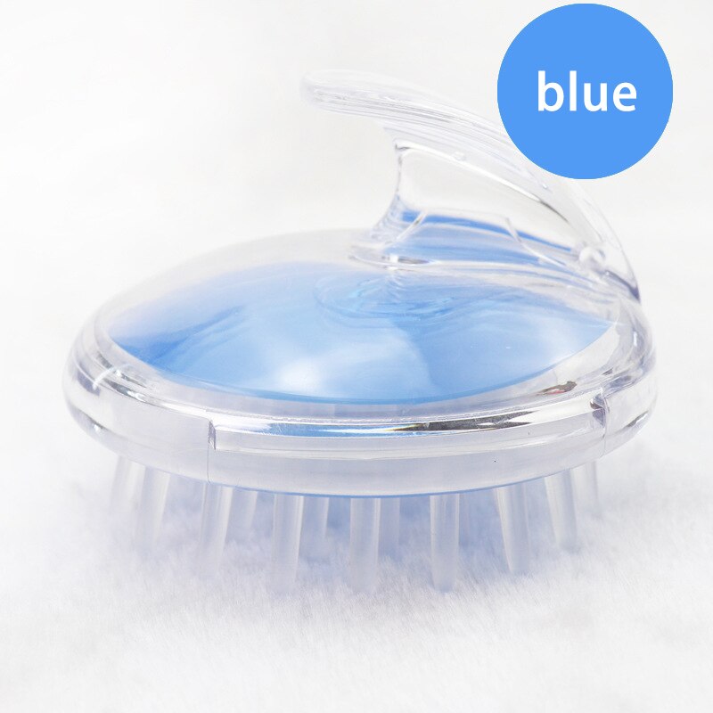 1PcsTransparent anti-dérapant cuir chevelu Massage brosses pour le lavage des cheveux Portable en plastique shampooing peigne salle de bain accessoires: Bleu