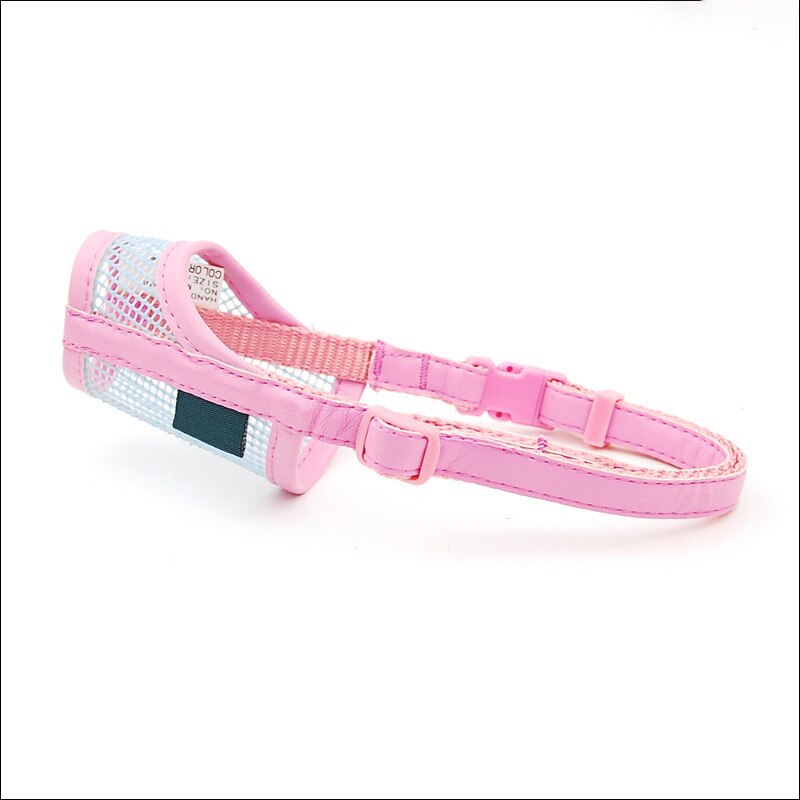 Hocico del perro cachorro de perro de cuero de malla de Nylon hocico de mascota boca: Pink / S