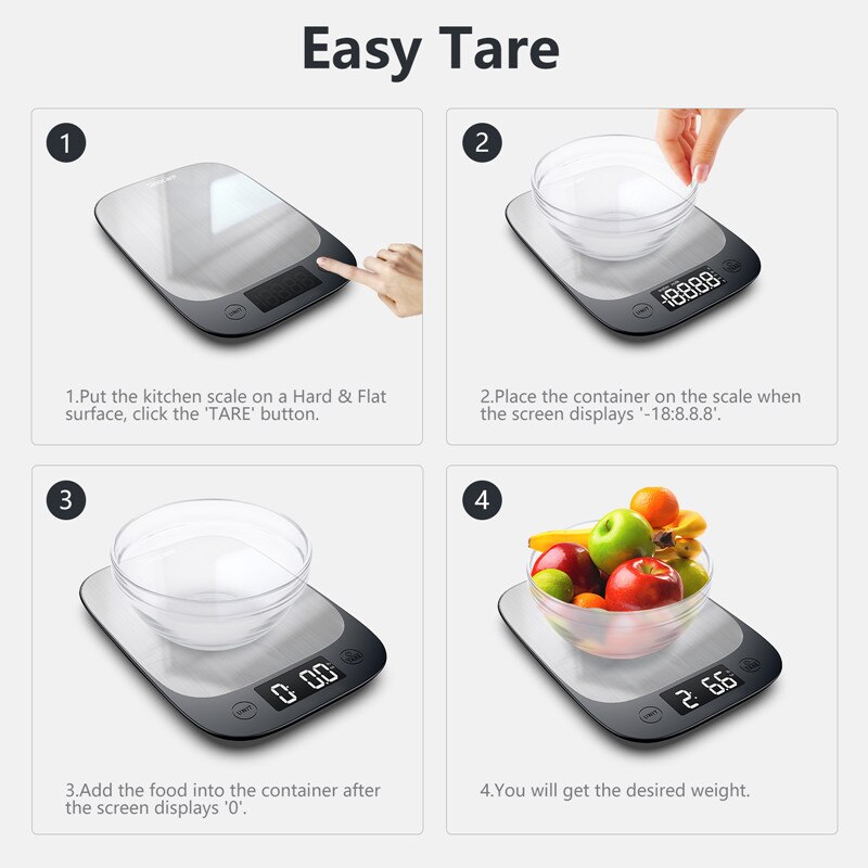 Sinocare 5KG bilancia da cucina bilancia per alimenti strumento accurato per bilance in acciaio inossidabile con APP per Display a LED per analisi infermieristica