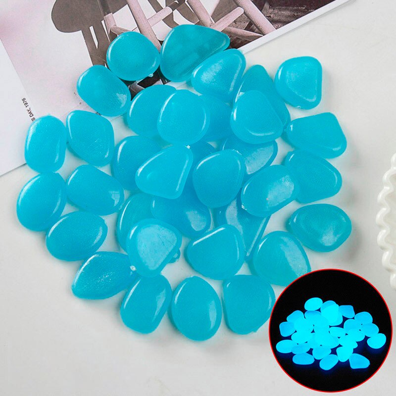 100PCS Glow in The Dark Stones Garden Pebbles Rocks Indoor Outdoor Decor Luminous Stone For Walkways Driveway Yard Fish Tank: 100PCS / Blue