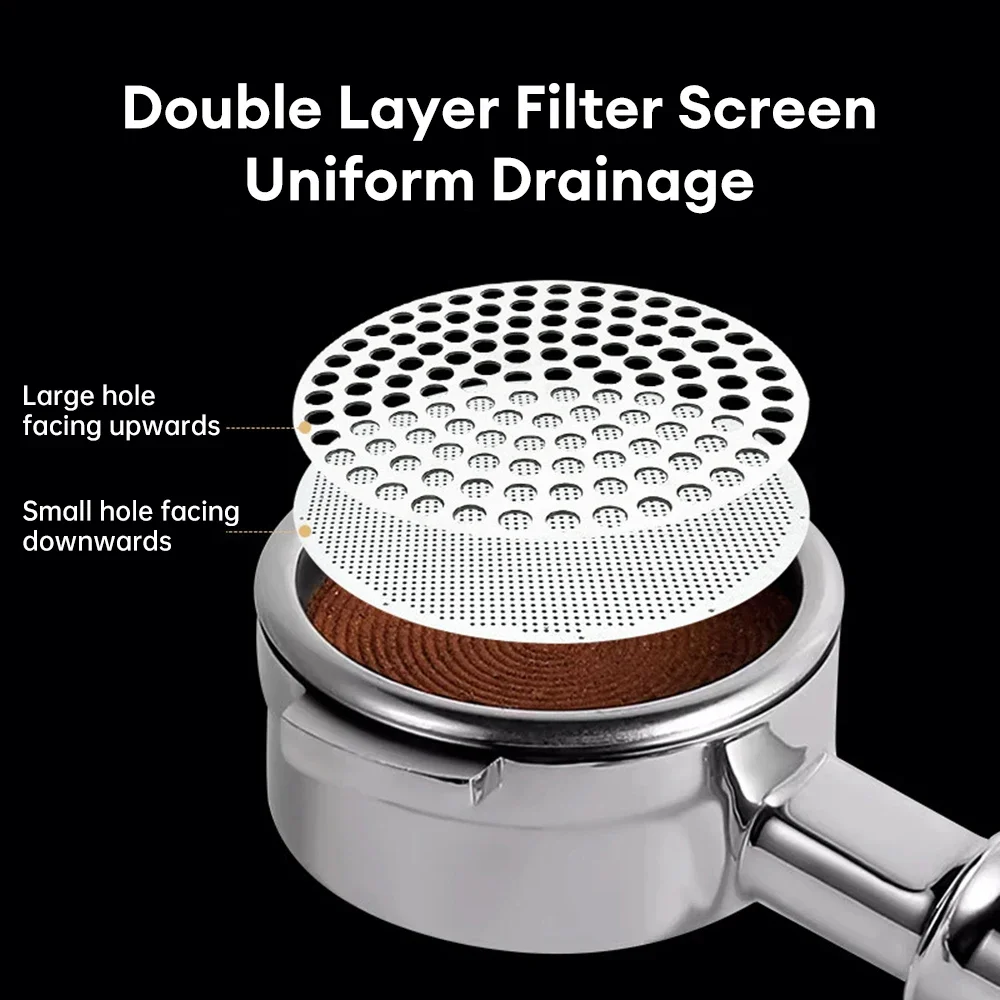 51/53/58mm Metal Double Coffee Filter Reusable Fine Mesh Heat Resistant Coffee Puck Screen Espresso Accessories