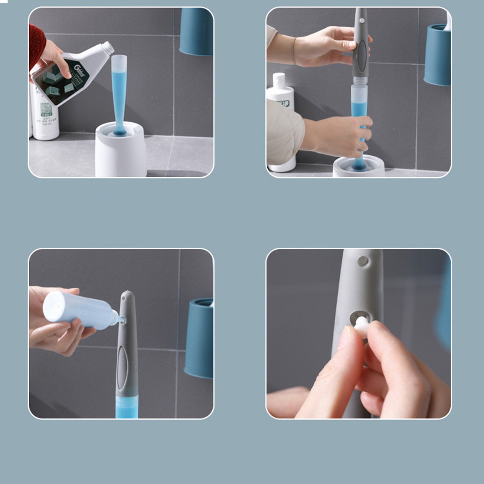 Brosse nettoyante pour cuvette de toilette en Silicone, support mural pour salle de bain, bol pliable, tête de brosse pour nettoyer le coin des toilettes