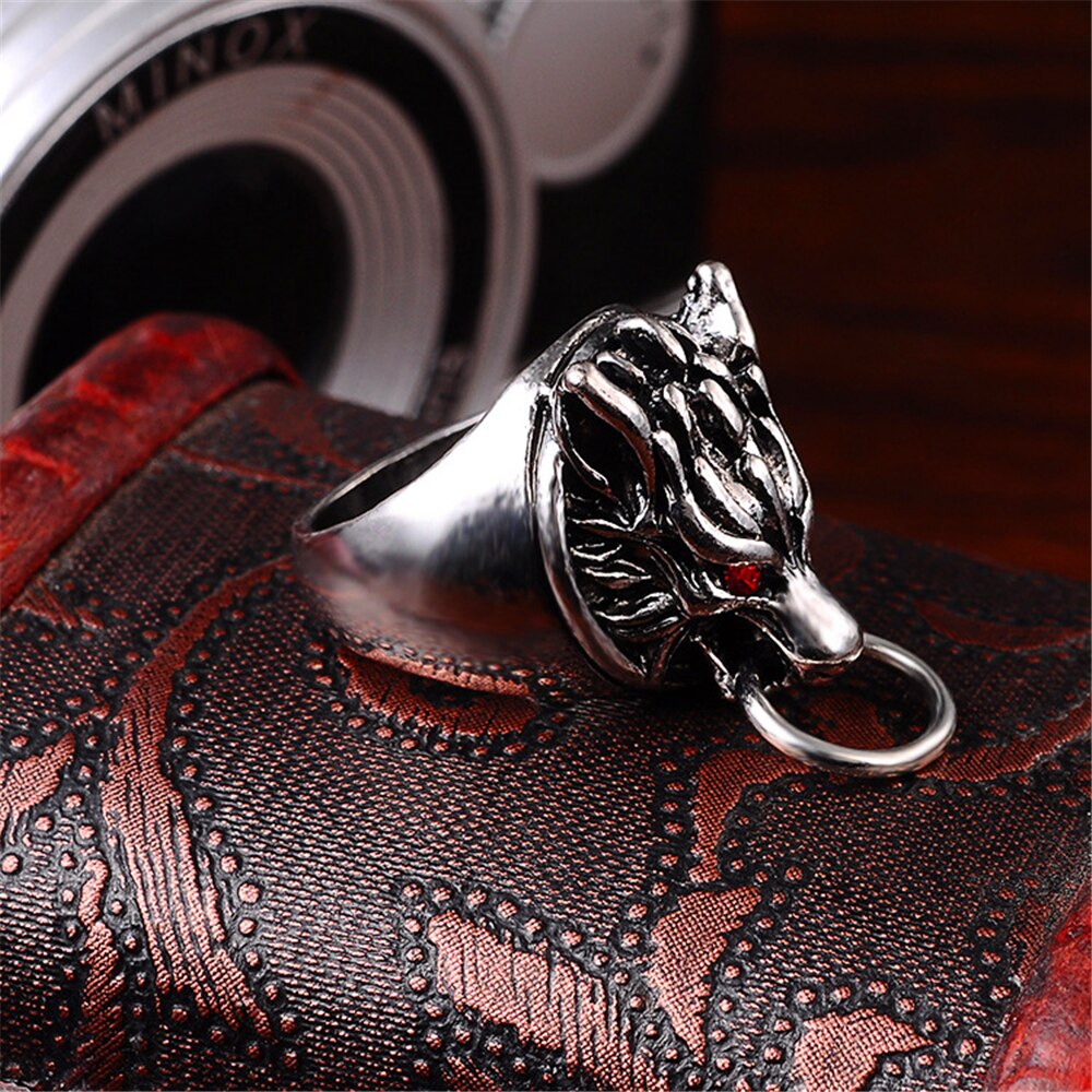 Popular Punk Wolf Head Wear Nose Ring Overbearing Men Titanium Steel Ring Personality Fashionable Boys Jewelry