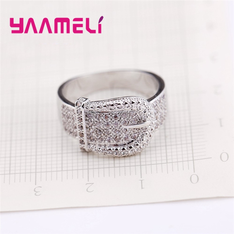 Nuovo anello da cintura lucido per donna completo piccoli cristalli austriaci intarsio pavimentato Bijoux alta qualità 925 gioielli in argento Serling vendita calda