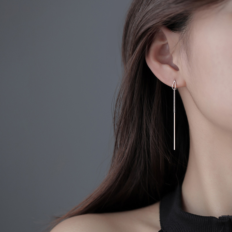 Pendientes colgantes con borlas y cadena de estilo Simple para mujer, aretes largos, accesorios de línea de perforación, Mini joyería fina a la para las orejas