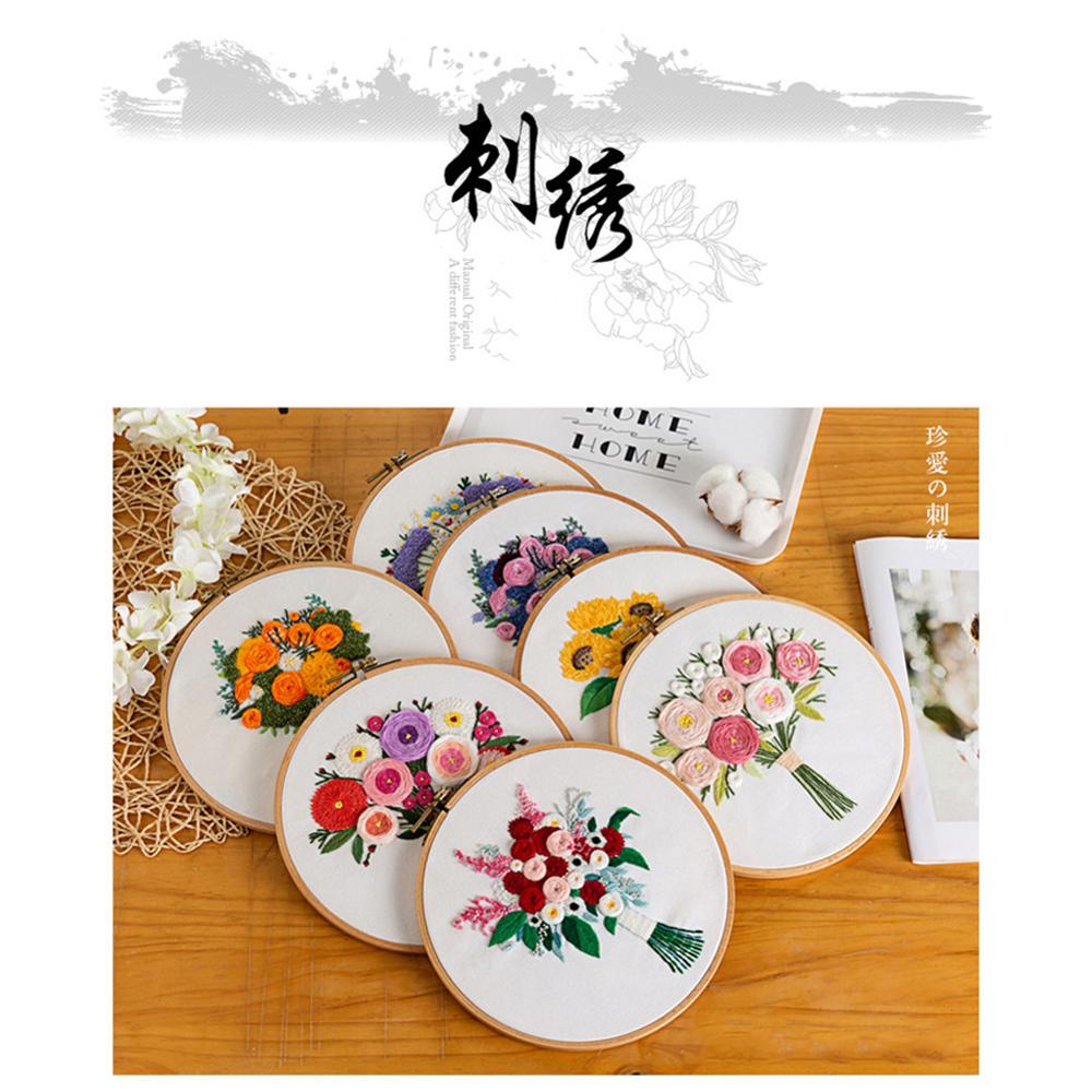 Konst franska diy blommor broderi ram ram handarbete nybörjare broderi material sömmar serie hantverk sömnad heminredning