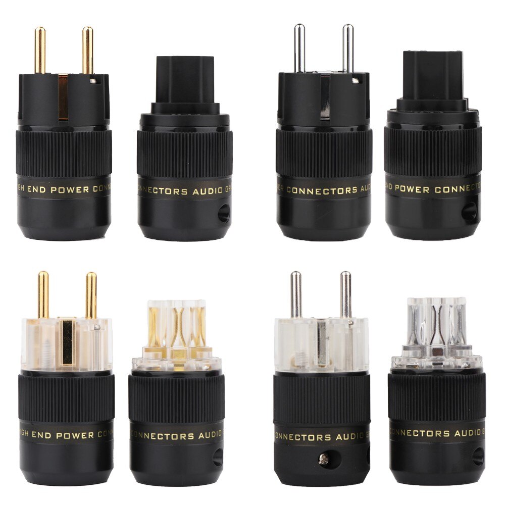 Schuko Power Plug EU Plug Hifi European plug Male Female Power Plug 24K Gold plated Rhodium silver Plated HIFI diy