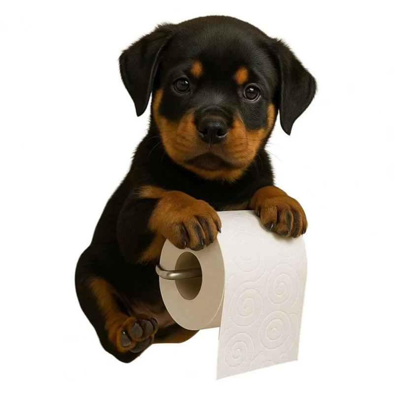 Soporte de papel higiénico para perro divertido, estatua de Animal de resina montada en la pared, organizador de rollos de pañuelos para el baño, decoración del hogar, 1 Uds.: Borgoña