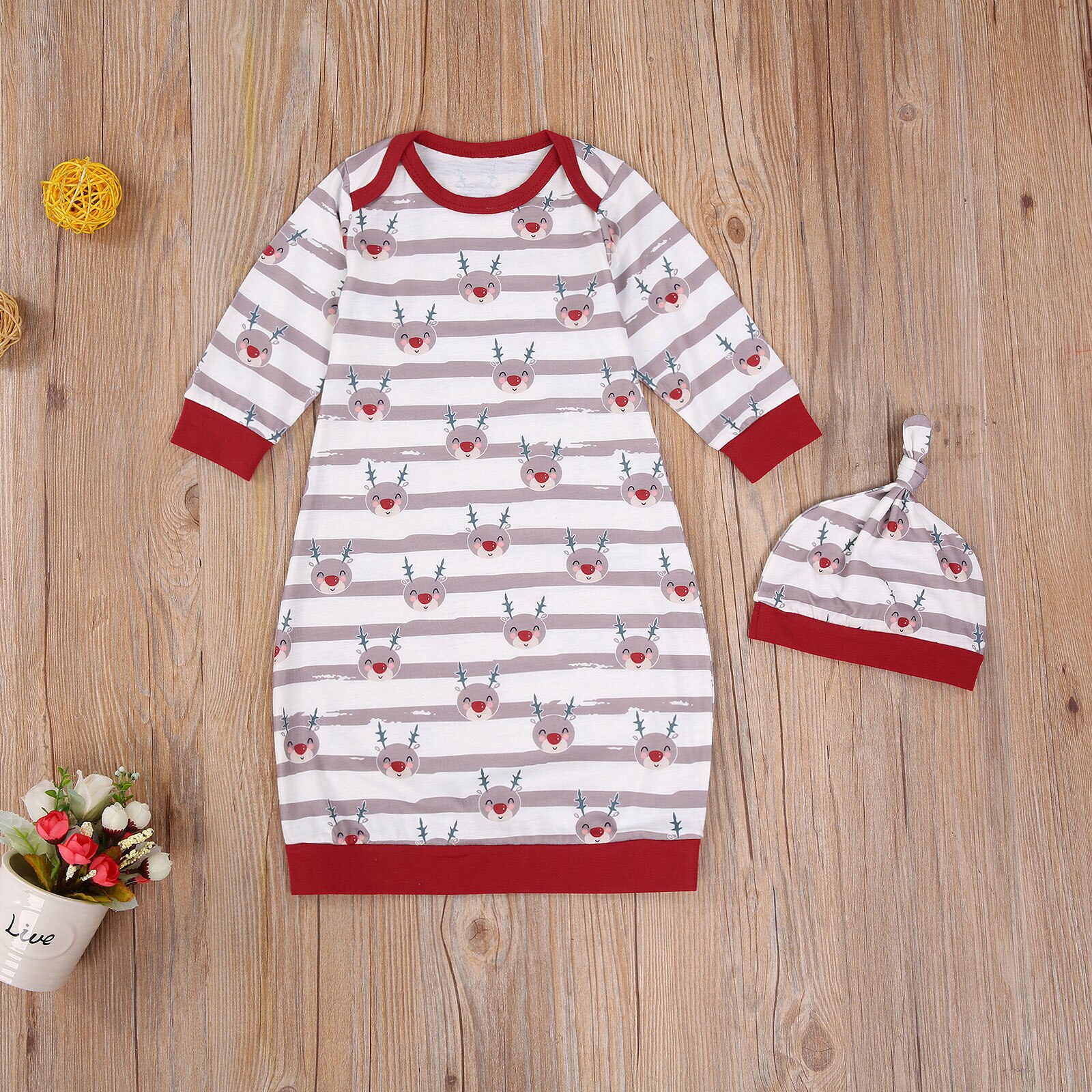 · 0-6M neonato bambini neonate sacchi a pelo natale Cartoon stampa manica lunga coperta + cappelli autunno inverno