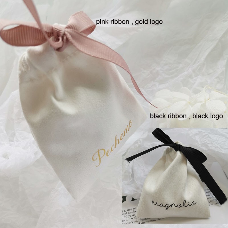 White Flannel Jewelry Bag 8x10cm(3x4inch) 9x12cm 10x15cm(4x6inch) pack of 50 Makeup Velvet Drawstring Pouch