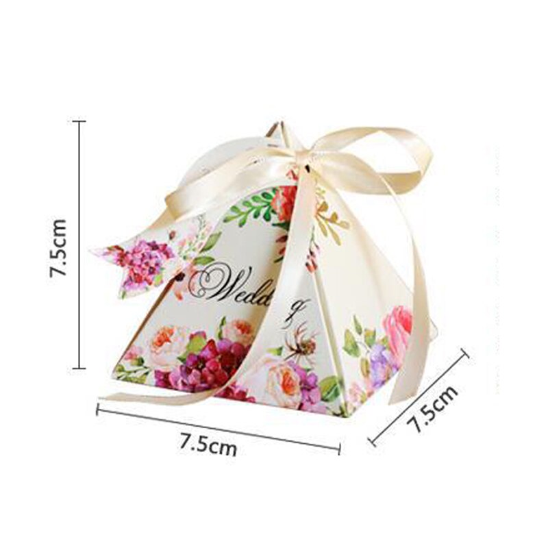 50 stuks Candy Box Baby Shower Gunsten Driehoekige Piramide Bruiloft Gunsten Box Bomboniera Feestartikelen