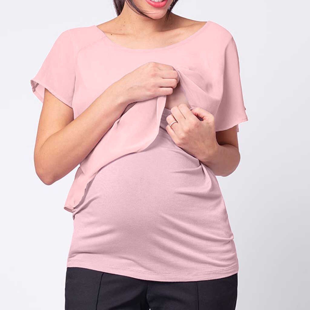 2022 nuova moda estiva maternità allattamento manica corta top solido allattamento al seno T-shirt vestiti in gravidanza vestiti di maternità