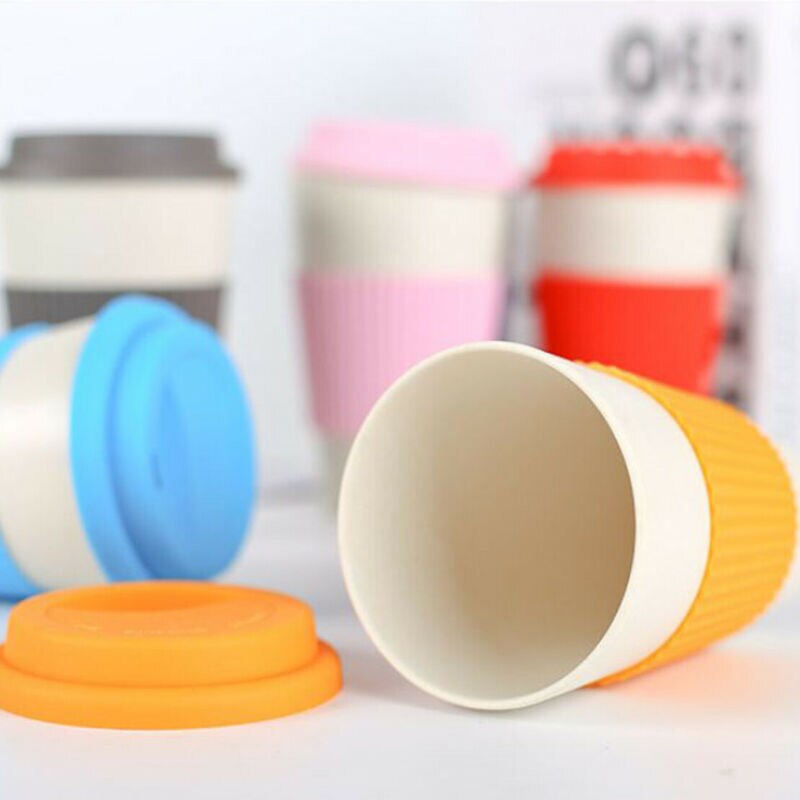 5 Colors Travel Reusable Bamboo Fibre Coffee Cup Eco-Friendly Coffee Mugs Drink Cup